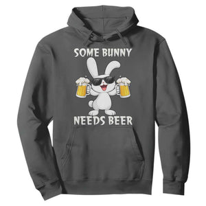 Funny Easter Bunny Drinking Beer Hoodie Some Bunny Needs Beer TS14 Dark Heather Print Your Wear