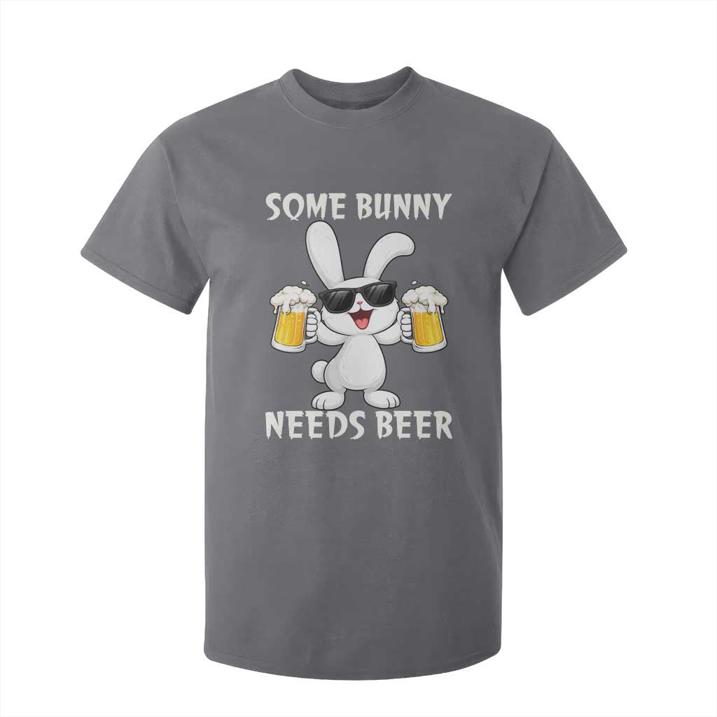 Funny Easter Bunny Drinking Beer T Shirt For Kid Some Bunny Needs Beer TS14 Charcoal Print Your Wear
