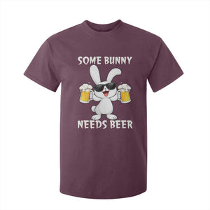 Funny Easter Bunny Drinking Beer T Shirt For Kid Some Bunny Needs Beer TS14 Maroon Print Your Wear