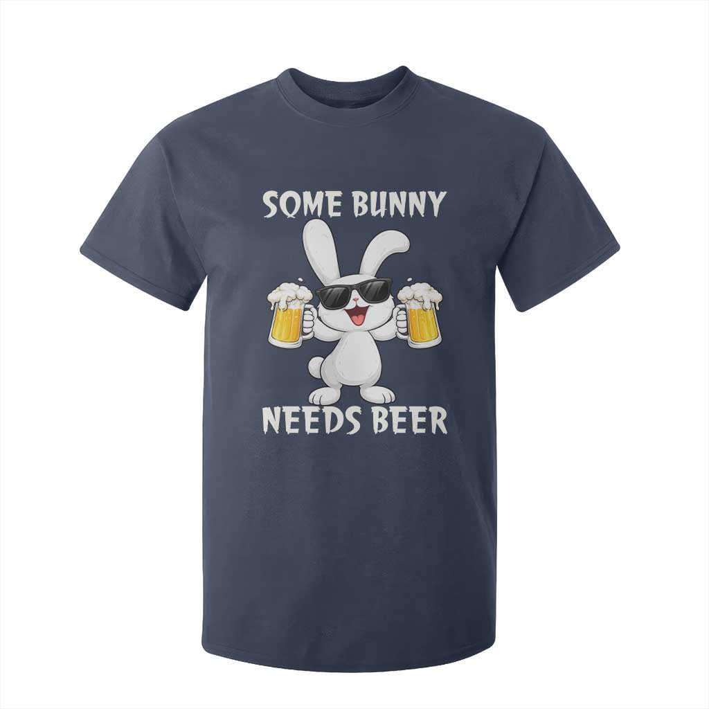 Funny Easter Bunny Drinking Beer T Shirt For Kid Some Bunny Needs Beer TS14 Navy Print Your Wear
