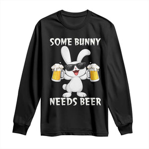 Funny Easter Bunny Drinking Beer Long Sleeve Shirt Some Bunny Needs Beer TS14 Black Print Your Wear