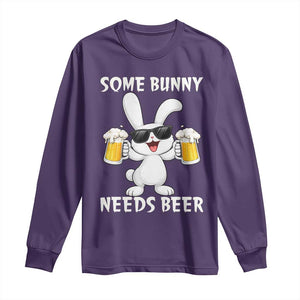 Funny Easter Bunny Drinking Beer Long Sleeve Shirt Some Bunny Needs Beer TS14 Purple Print Your Wear
