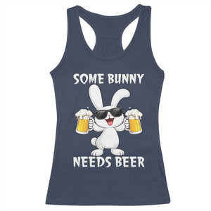 Funny Easter Bunny Drinking Beer Racerback Tank Top Some Bunny Needs Beer TS14 Navy Print Your Wear