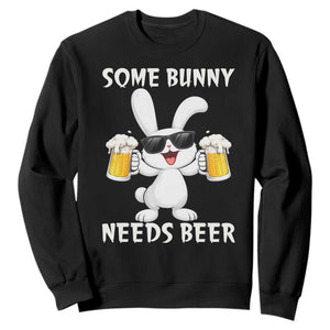 Funny Easter Bunny Drinking Beer Sweatshirt Some Bunny Needs Beer TS14 Black Print Your Wear