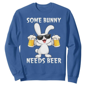 Funny Easter Bunny Drinking Beer Sweatshirt Some Bunny Needs Beer TS14 Royal Blue Print Your Wear