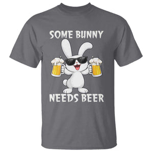 Funny Easter Bunny Drinking Beer T Shirt Some Bunny Needs Beer TS14 Charcoal Print Your Wear