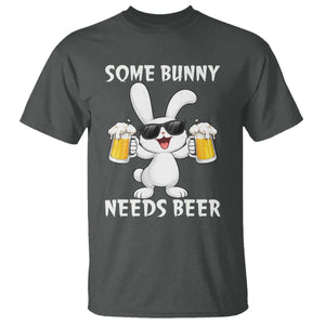Funny Easter Bunny Drinking Beer T Shirt Some Bunny Needs Beer TS14 Dark Heather Print Your Wear