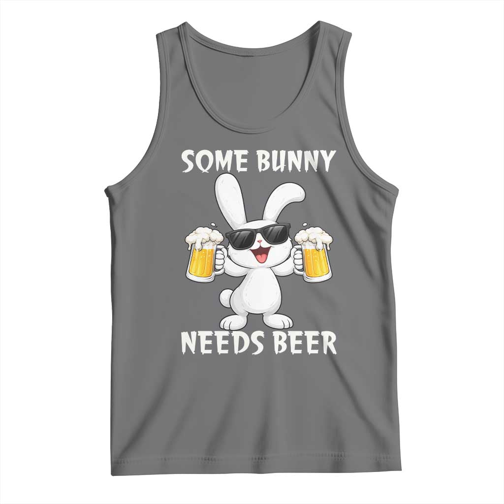 Funny Easter Bunny Drinking Beer Tank Top Some Bunny Needs Beer TS14 Black Heather Print Your Wear