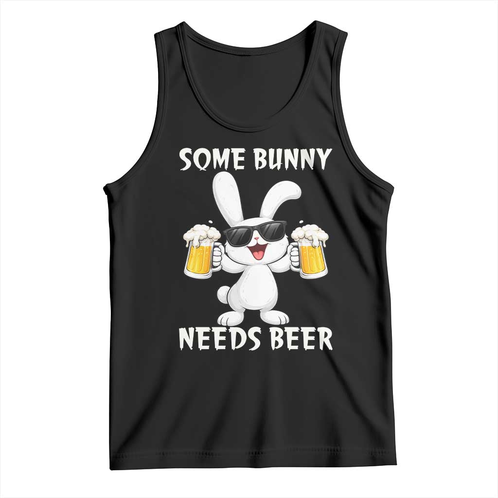 Funny Easter Bunny Drinking Beer Tank Top Some Bunny Needs Beer TS14 Black Print Your Wear