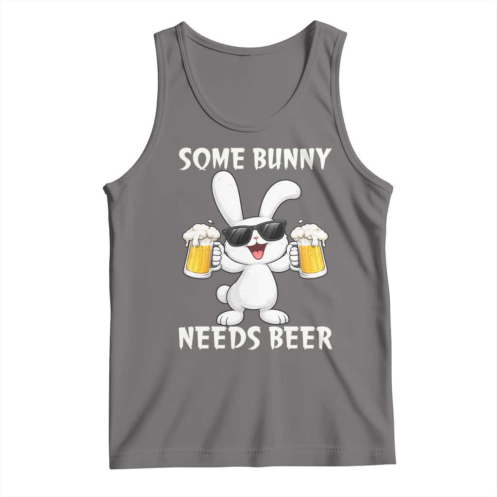Funny Easter Bunny Drinking Beer Tank Top Some Bunny Needs Beer TS14 Deep Heather Print Your Wear