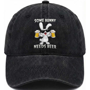 Funny Easter Bunny Drinking Beer Washed Cotton Baseball Cap Some Bunny Needs Beer TS14 Print Your Wear