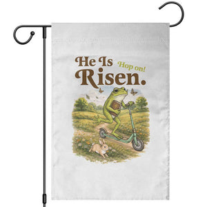 He Is Risen Hop On Garden Flag Christian Easter Frog TS14 White Print Your Wear