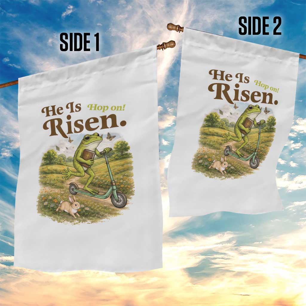 He Is Risen Hop On Garden Flag Christian Easter Frog TS14 Print Your Wear