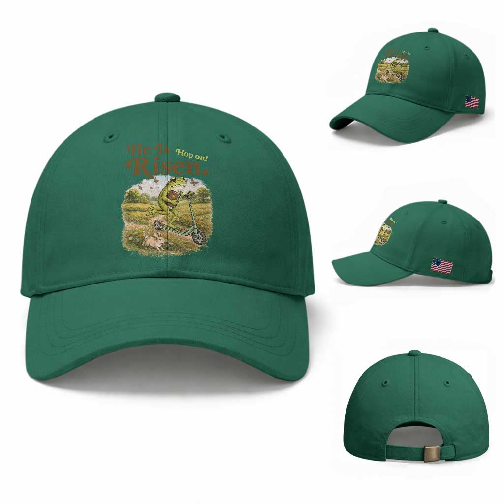 He Is Risen Hop On Baseball Cap Christian Easter Frog TS14 Baseball Cap Universal Fit Irish Green Print Your Wear