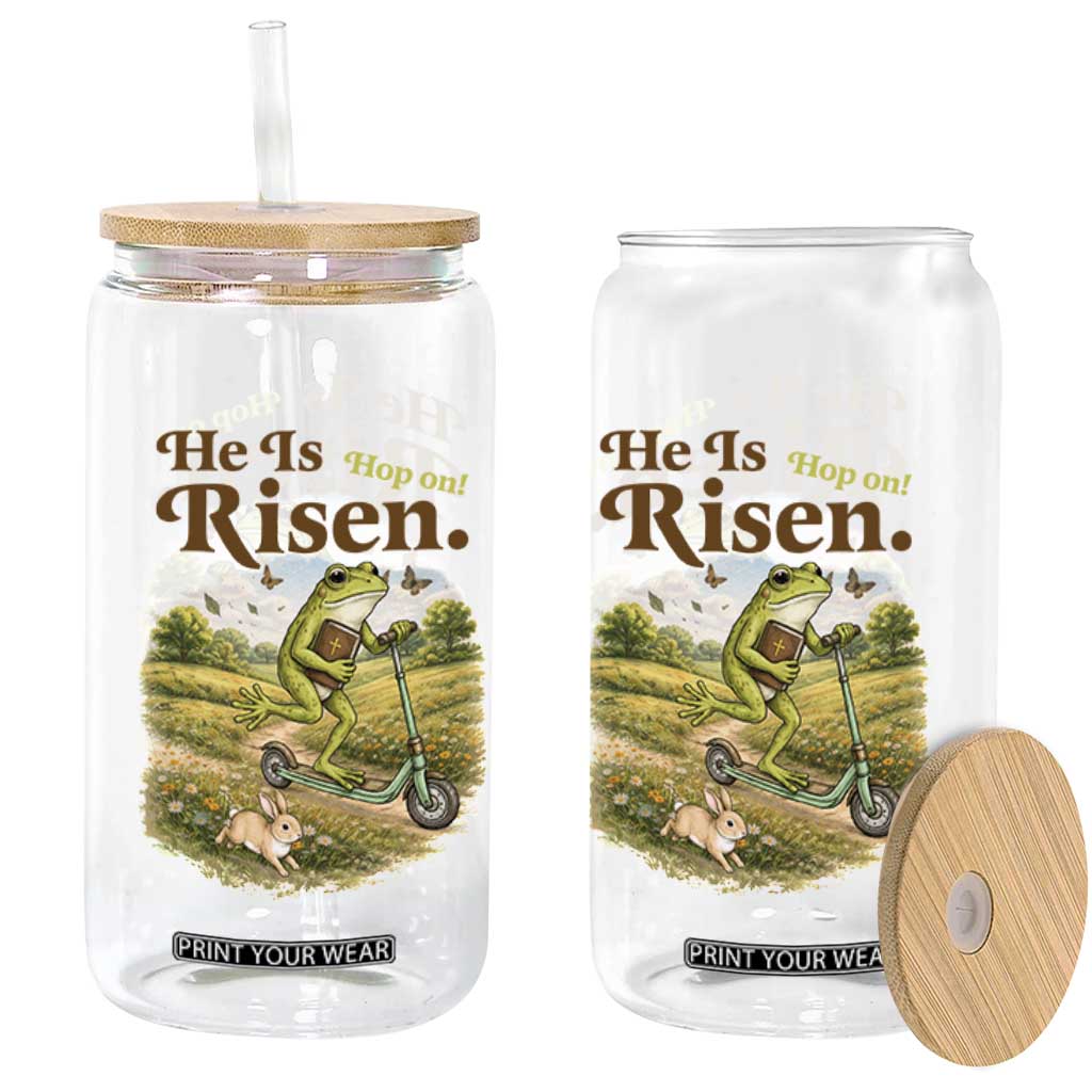 He Is Risen Hop On Glass Can Christian Easter Frog TS14 Print Your Wear