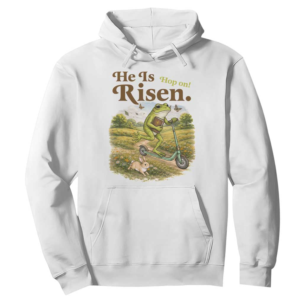He Is Risen Hop On Hoodie Christian Easter Frog TS14 White Print Your Wear
