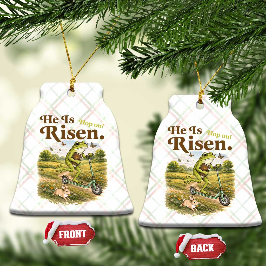 He Is Risen Hop On Ceramic Ornament Christian Easter Frog TS14 Print Your Wear