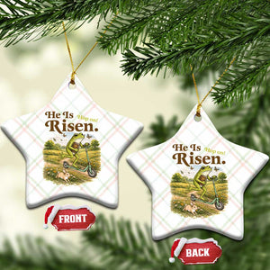 He Is Risen Hop On Ceramic Ornament Christian Easter Frog TS14 Print Your Wear