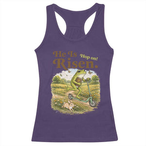 He Is Risen Hop On Racerback Tank Top Christian Easter Frog TS14 Purple Print Your Wear