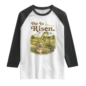 He Is Risen Hop On Raglan Shirt Christian Easter Frog TS14 White Black Print Your Wear