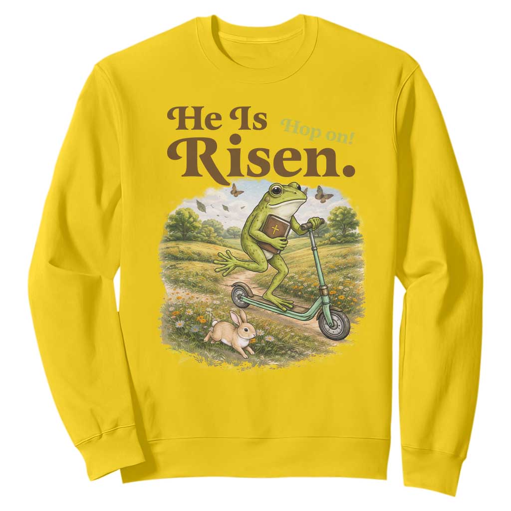 He Is Risen Hop On Sweatshirt Christian Easter Frog TS14 Daisy Print Your Wear