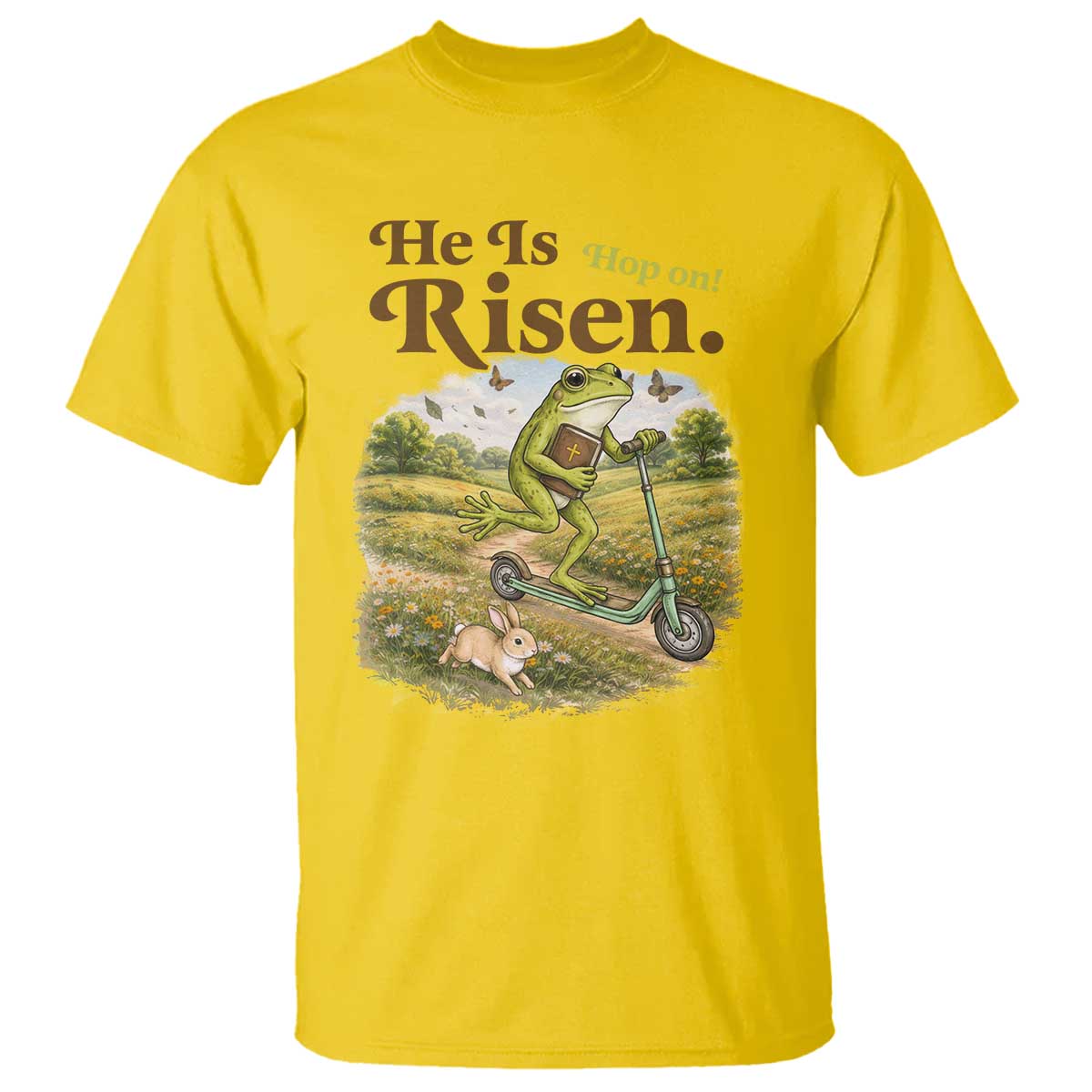 He Is Risen Hop On T Shirt Christian Easter Frog TS14 Daisy Print Your Wear