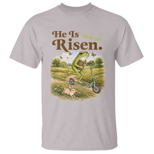 He Is Risen Hop On T Shirt Christian Easter Frog TS14 Ice Gray Print Your Wear