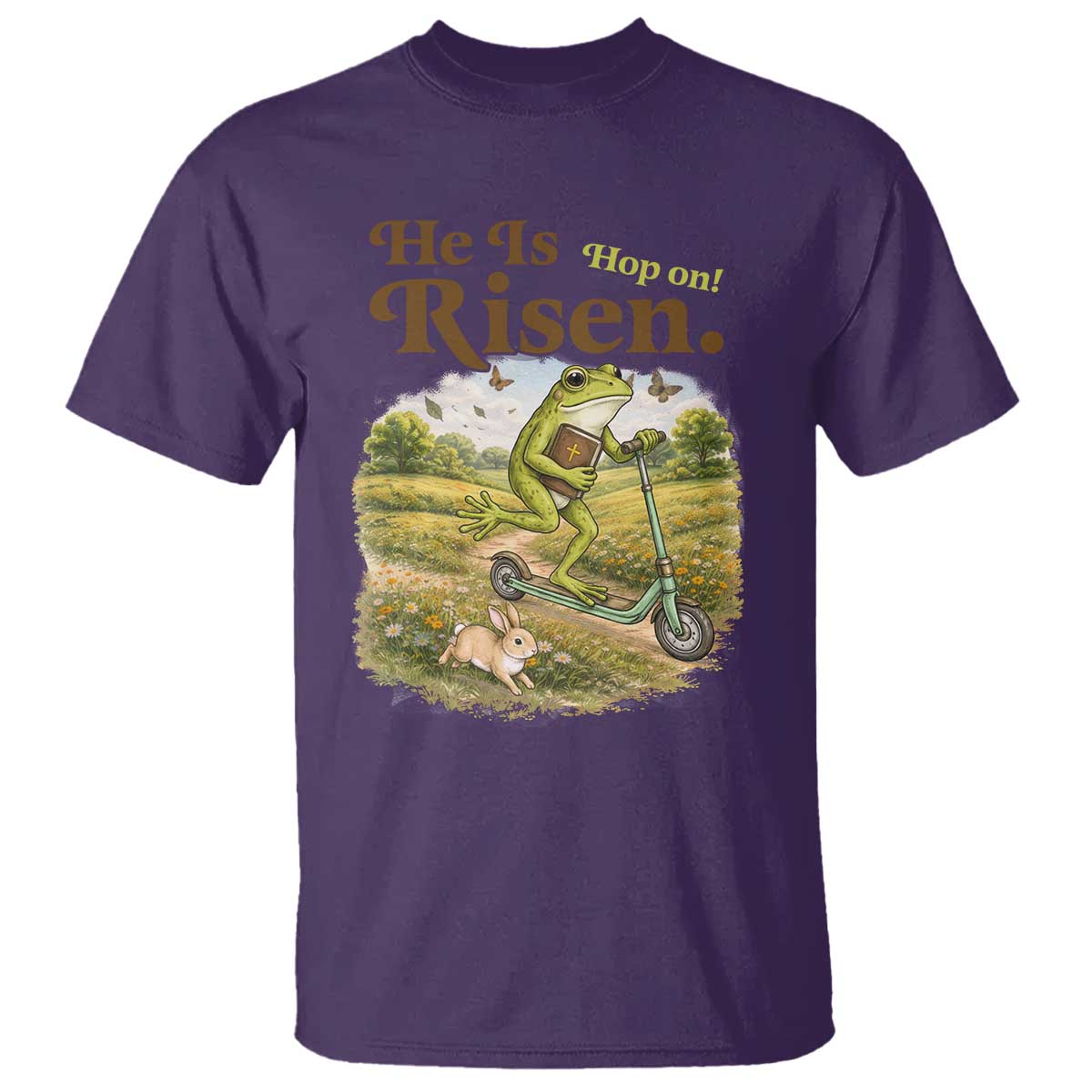 He Is Risen Hop On T Shirt Christian Easter Frog TS14 Purple Print Your Wear