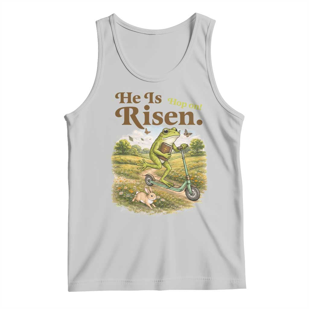 He Is Risen Hop On Tank Top Christian Easter Frog TS14 Ash Print Your Wear