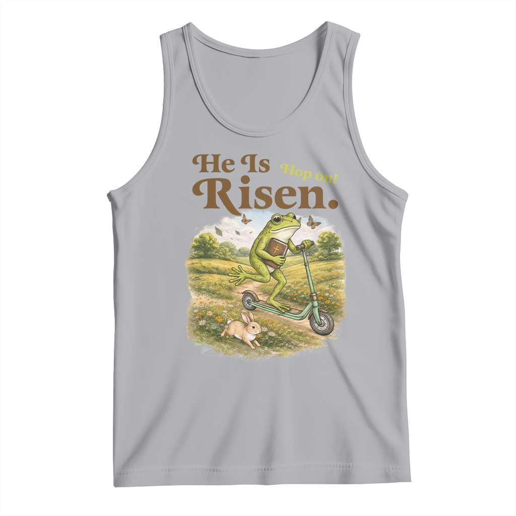 He Is Risen Hop On Tank Top Christian Easter Frog TS14 Athletic Heather Print Your Wear
