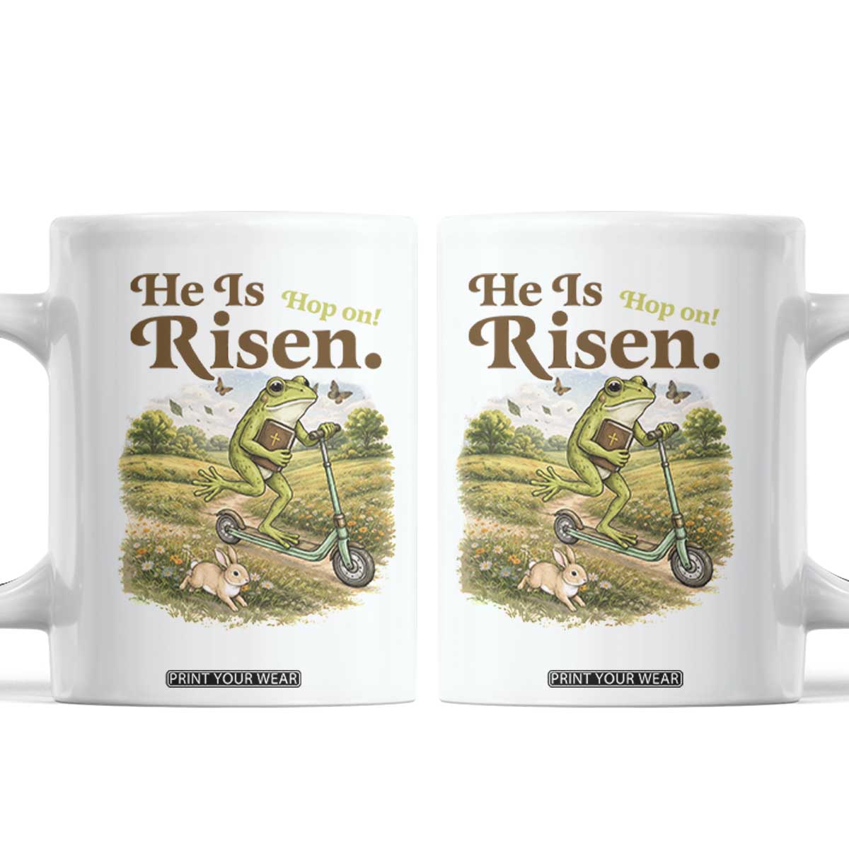 He Is Risen Hop On Coffee Mug Christian Easter Frog TS14 White Print Your Wear