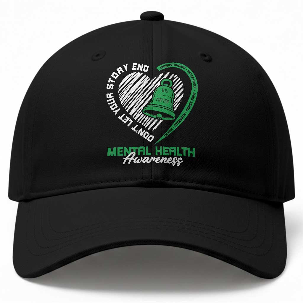 Mental Health Awarenes Baseball Cap Green Ribbon Inspirational Psychologist Therapist TS14 Print Your Wear