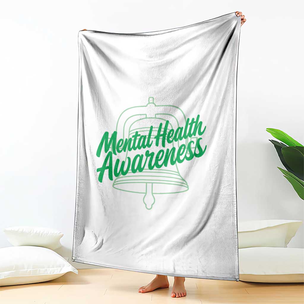 Mental Health Matters Awareness Throw Blanket Support Squad Green Ribbon TS14 Print Your Wear