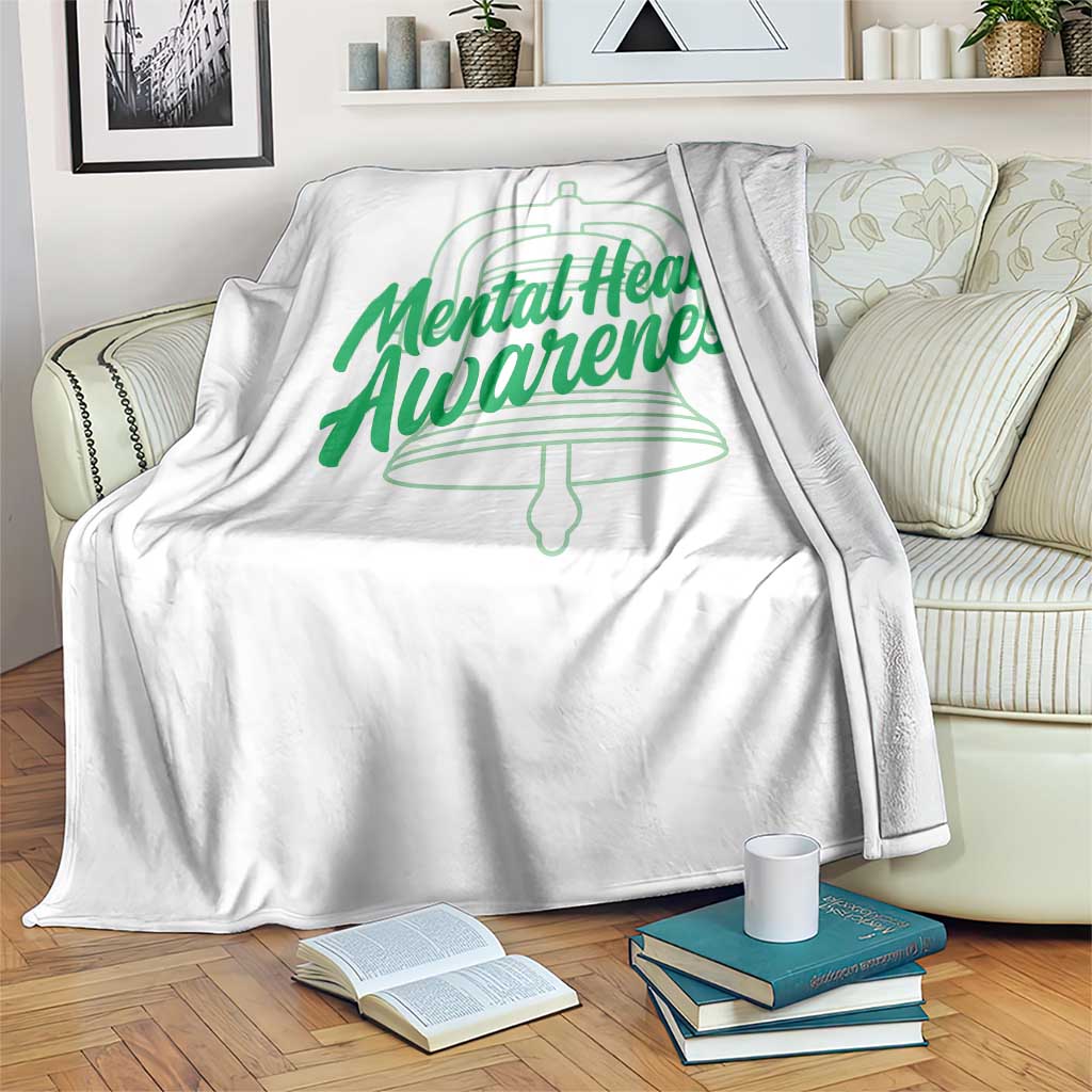 Mental Health Matters Awareness Throw Blanket Support Squad Green Ribbon TS14 Print Your Wear