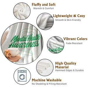 Mental Health Matters Awareness Throw Blanket Support Squad Green Ribbon TS14 Print Your Wear