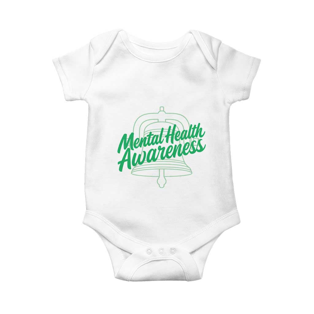 Mental Health Matters Awareness Baby Onesie Support Squad Green Ribbon TS14 White Print Your Wear