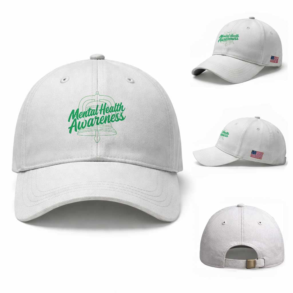 Mental Health Matters Awareness Baseball Cap Support Squad Green Ribbon TS14 Baseball Cap Universal Fit White Print Your Wear