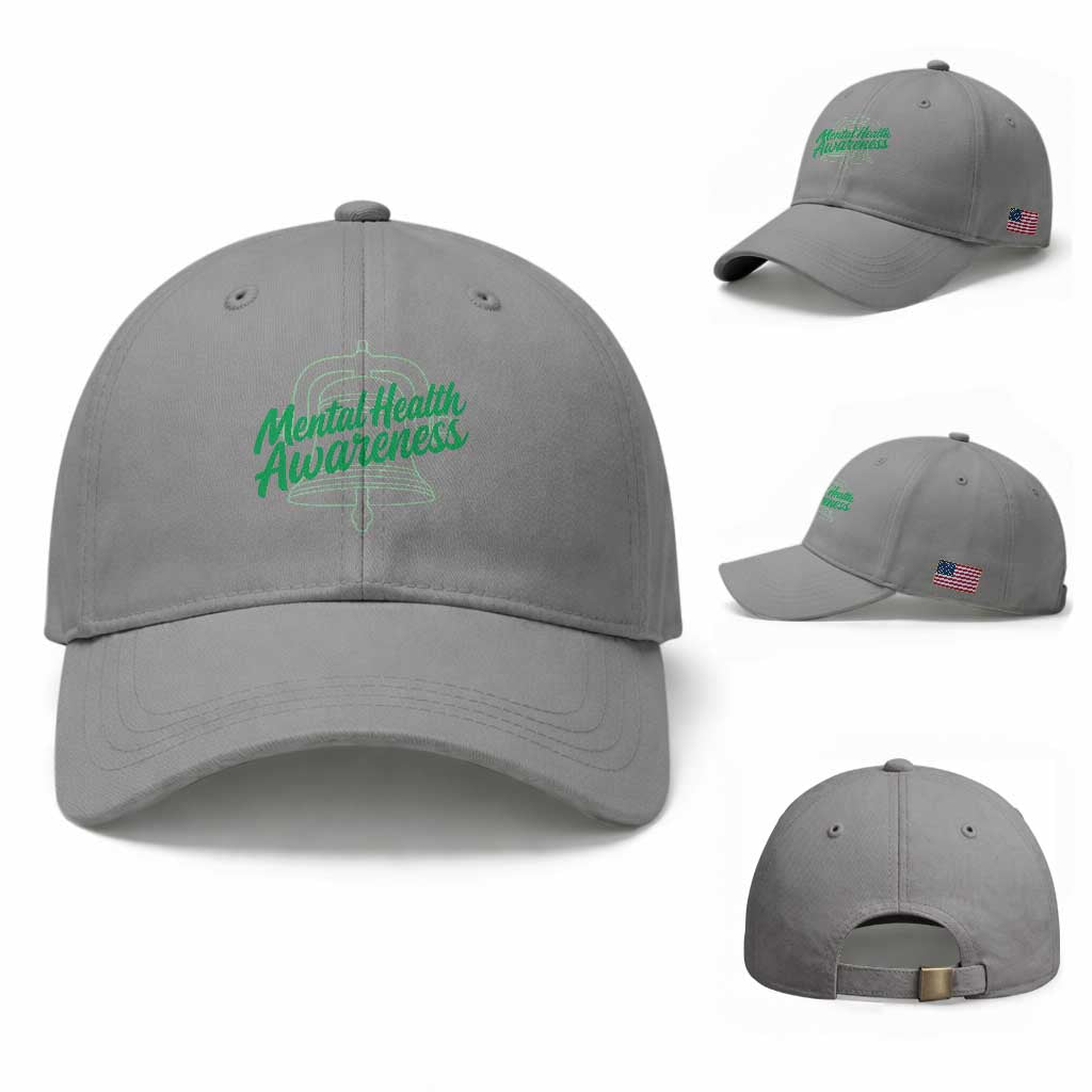 Mental Health Matters Awareness Baseball Cap Support Squad Green Ribbon TS14 Baseball Cap Universal Fit Sport Gray Print Your Wear