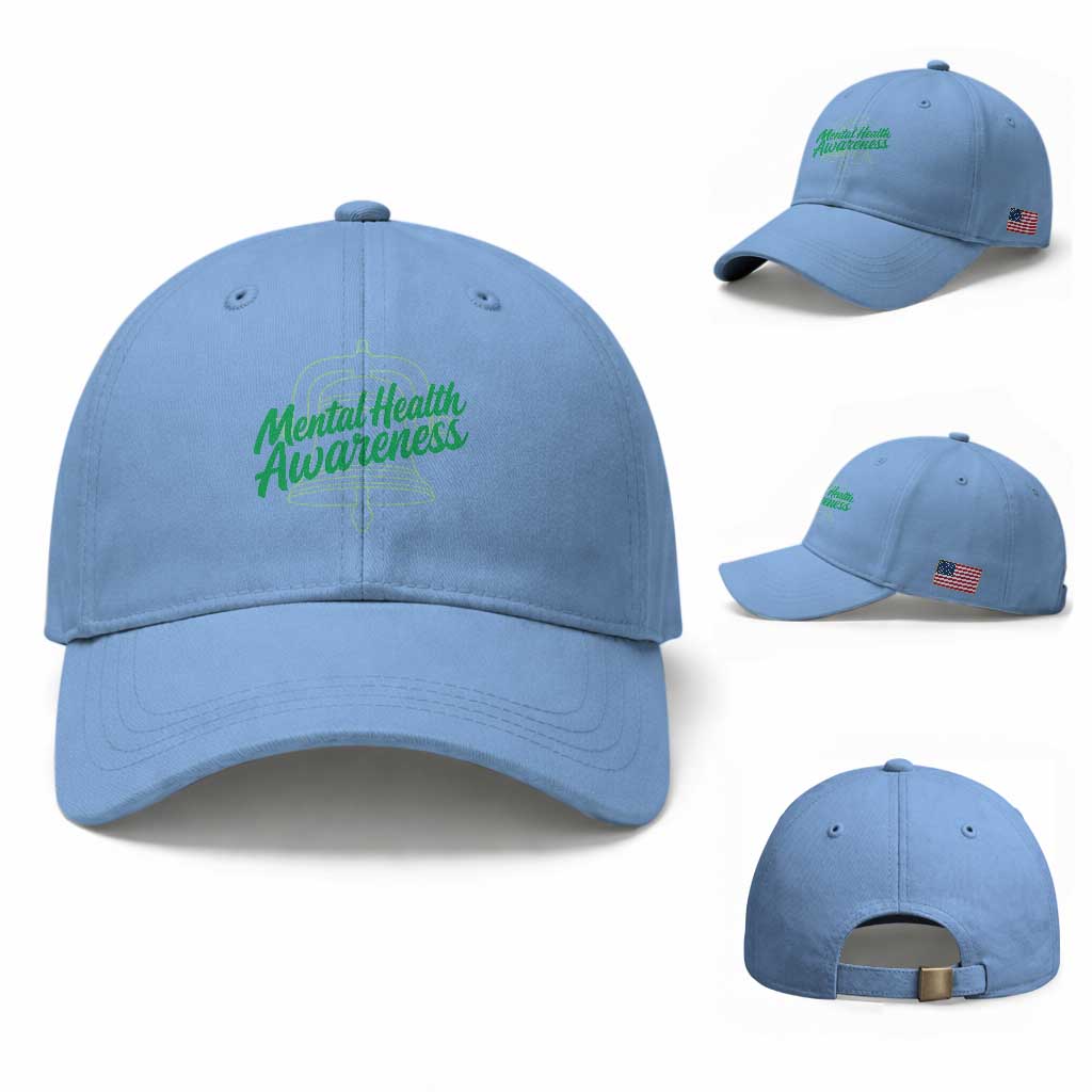 Mental Health Matters Awareness Baseball Cap Support Squad Green Ribbon TS14 Baseball Cap Universal Fit Light Blue Print Your Wear
