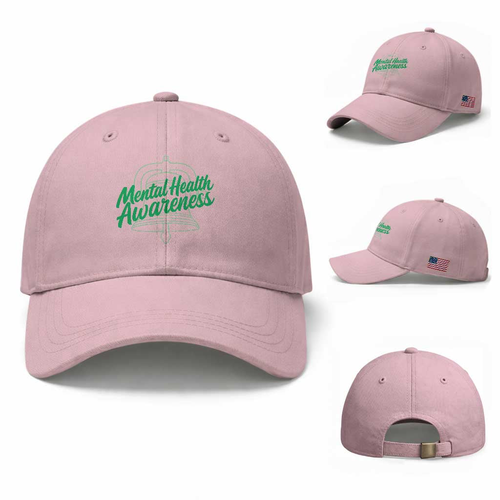 Mental Health Matters Awareness Baseball Cap Support Squad Green Ribbon TS14 Baseball Cap Universal Fit Light Pink Print Your Wear