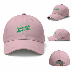 Mental Health Matters Awareness Baseball Cap Support Squad Green Ribbon TS14 Baseball Cap Universal Fit Light Pink Print Your Wear