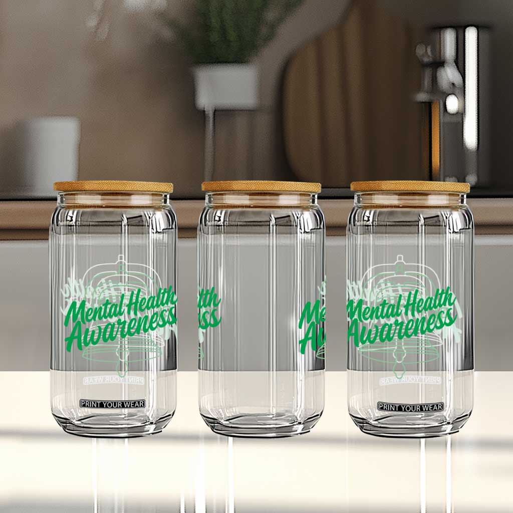 Mental Health Matters Awareness Glass Can Support Squad Green Ribbon TS14 Print Your Wear