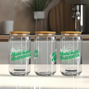 Mental Health Matters Awareness Glass Can Support Squad Green Ribbon TS14 Print Your Wear