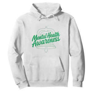 Mental Health Matters Awareness Hoodie Support Squad Green Ribbon TS14 White Print Your Wear