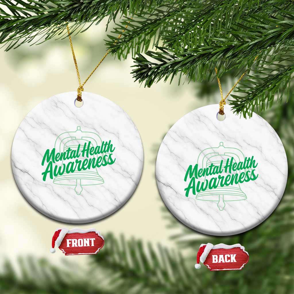 Mental Health Matters Awareness Ceramic Ornament Support Squad Green Ribbon TS14 1pc White Marble Print Your Wear
