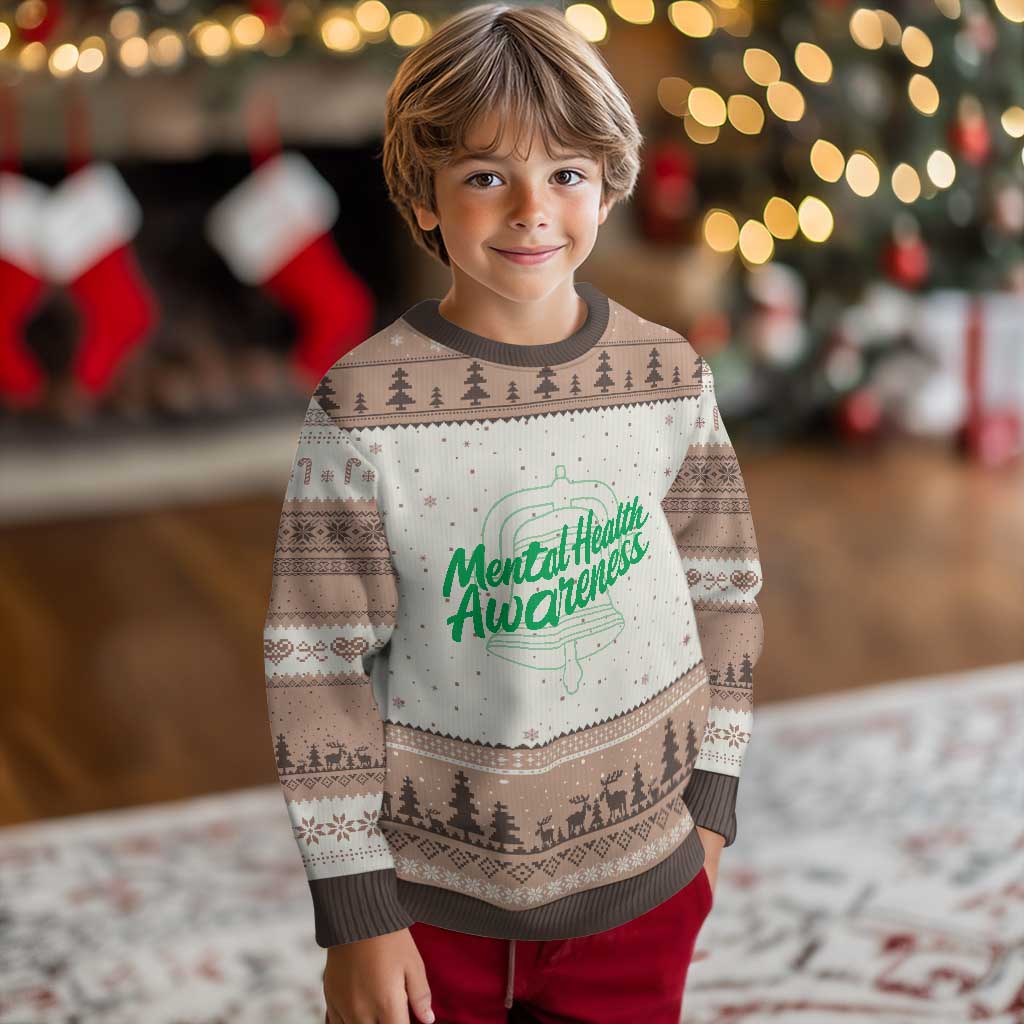 Mental Health Matters Awareness Ugly Christmas Sweater Support Squad Green Ribbon TS14 Mocha Mousse Print Your Wear