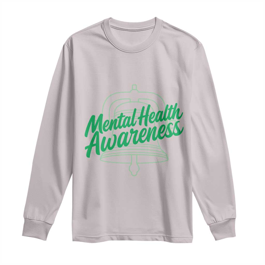 Mental Health Matters Awareness Long Sleeve Shirt Support Squad Green Ribbon TS14 Ice Gray Print Your Wear