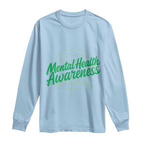Mental Health Matters Awareness Long Sleeve Shirt Support Squad Green Ribbon TS14 Light Blue Print Your Wear