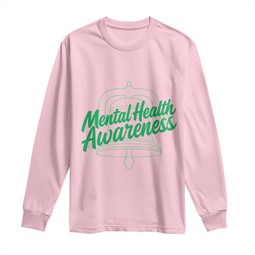 Mental Health Matters Awareness Long Sleeve Shirt Support Squad Green Ribbon TS14 Light Pink Print Your Wear