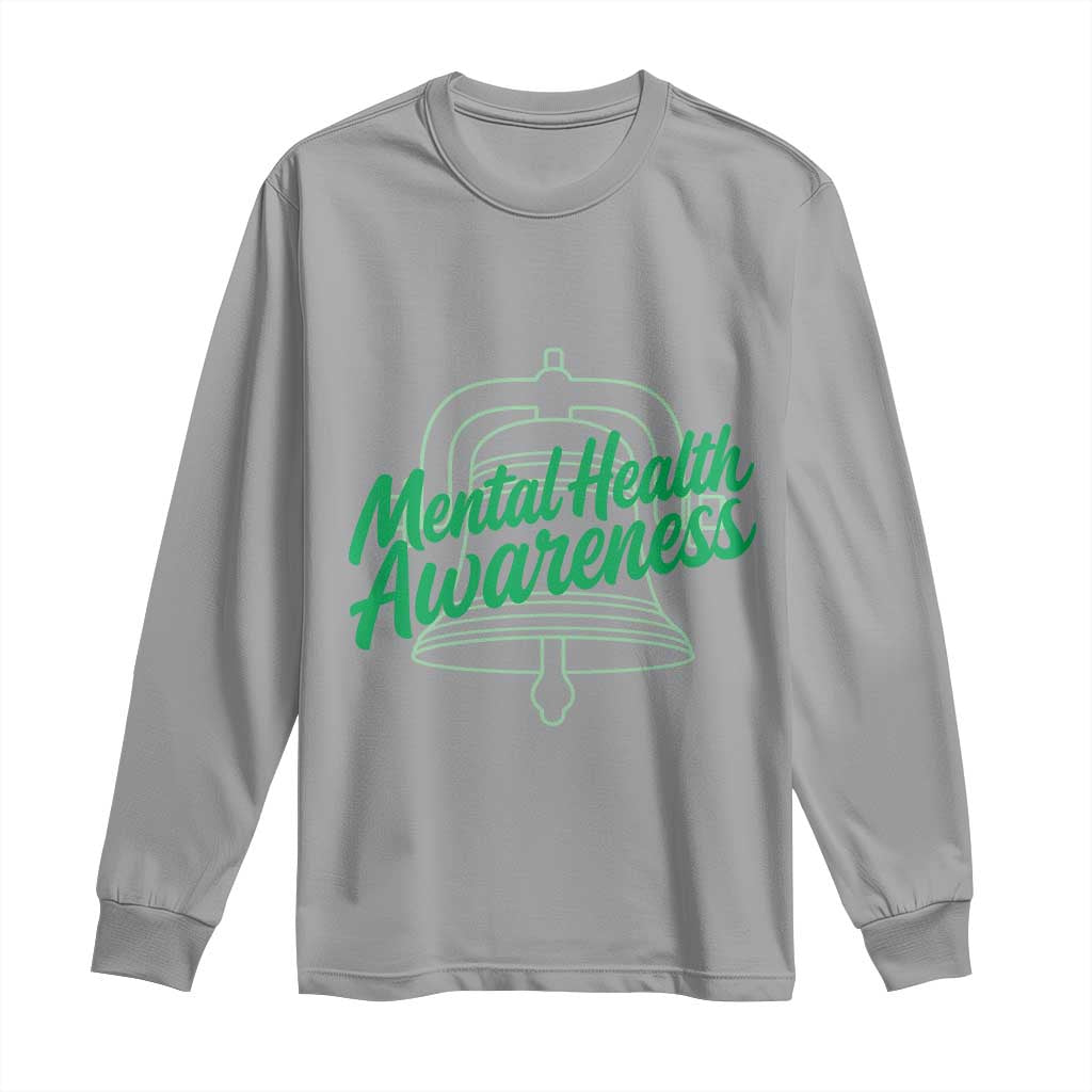 Mental Health Matters Awareness Long Sleeve Shirt Support Squad Green Ribbon TS14 Sport Gray Print Your Wear
